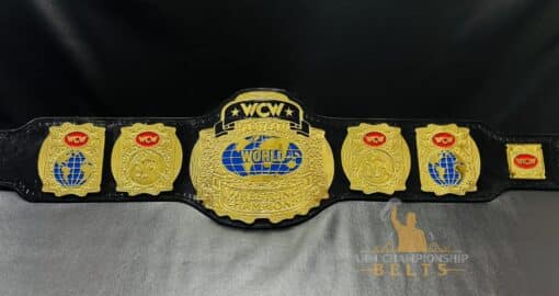 Close-up front view of the WCW Tag Team Championship Belt