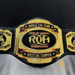 ROH Tag Team Title Belt showcasing its shiny gold-plated surface