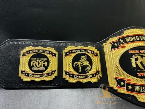 High-quality ROH Tag Team replica belt with deeply etched plates and premium leather strap