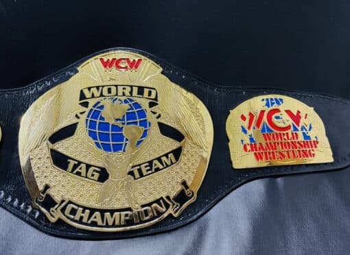 Customizable WCW World Tag Team Championship Belt replica, perfect for collectors.