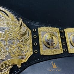 Side profile of the TNA Heavyweight Championship Belt, highlighting its authentic craftsmanship and leather finish.