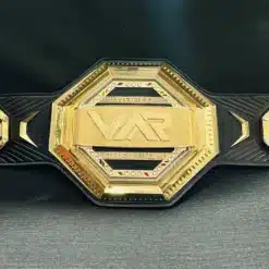 Customizable UFC-style championship belt featuring a custom logo on the main plate.