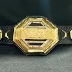 Customizable UFC-style championship belt featuring a custom logo on the main plate.