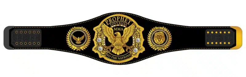 Employee of the Year championship belt with engraved plates and company branding.