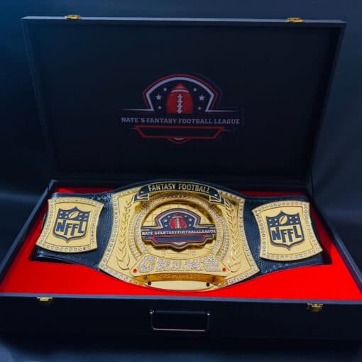 Custom NFFL Fantasy Football belt with name plates