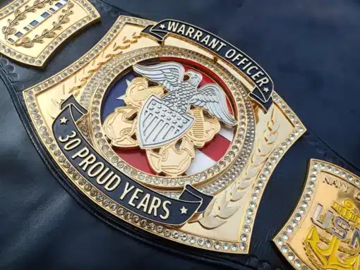 Close-up of the central plate featuring the eagle emblem and “30 Proud Years” engraving.