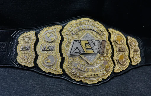 AEW Wrestling Belt with customizable nameplate and leather color options.