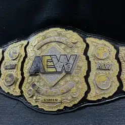 Side view of the AEW World Championship Belt highlighting the multi-layered plates.