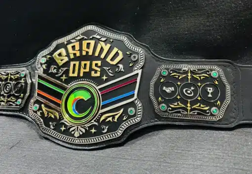 Customizable corporate award belt with logo, text, and branding options.