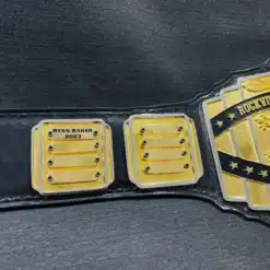 Close-up of the center plate of the Fantasy Football Belt, showcasing intricate HD engravings and custom logo options.