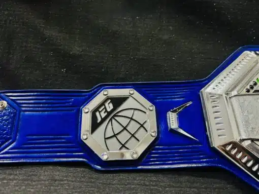 Custom BMF championship belt with personalized logos and text, perfect for UFC fans and events.