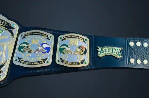 Fully customizable Fantasy Football Championship Belt inspired by the Philadelphia Eagles' Super Bowl LII victory.