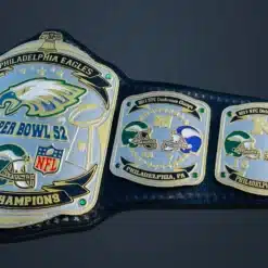 High-quality Philadelphia Eagles-inspired Super Bowl Championship Belt with HD engraving and gemstones.