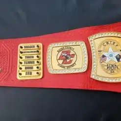 School award belt with HD engraved plates, real leather strap, and customizable designs for special student awards.