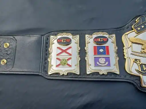 Luxurious 24k gold-plated Custom World Heavyweight Championship Belt designed for professional wrestling leagues.