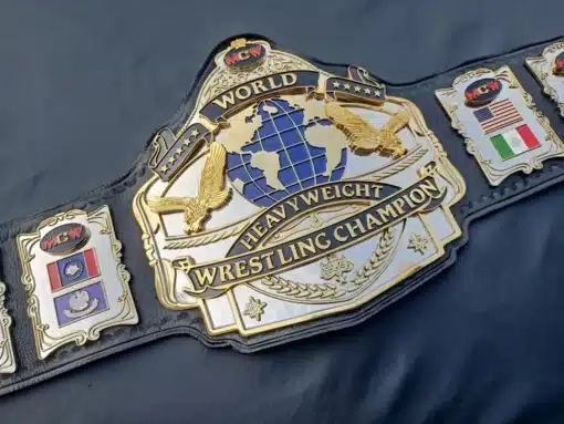 Customizable wrestling championship belt designed for professional and regional wrestling leagues.