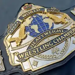 Unique wrestling belt featuring a globe design, international flags