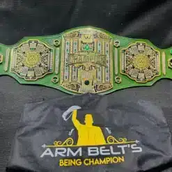 Gold-plated Crown Jewel Championship Belt with intricate detailing, perfect for wrestling champions and collectors.