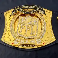 Custom Fantasy Football Spinner Championship Belt with premium metal and crystal details.