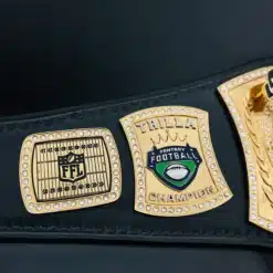 Custom side plates on fantasy football belt with FFL yard markings