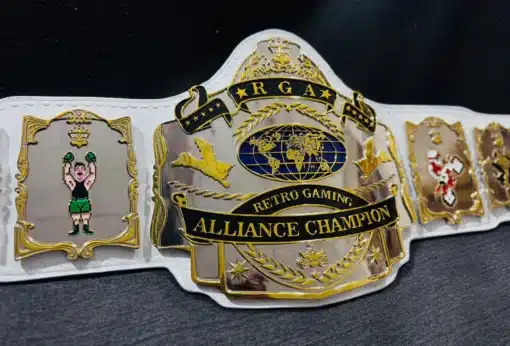 Heavyweight Retro Gaming Championship Belt designed for eSports competitions and gaming tournaments.