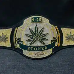 Gold-plated center plate with a detailed cannabis leaf and "STONER" text engraving.