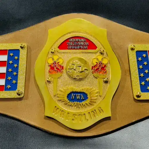 NWA Georgia Television Championship Belt with gold-plated plates