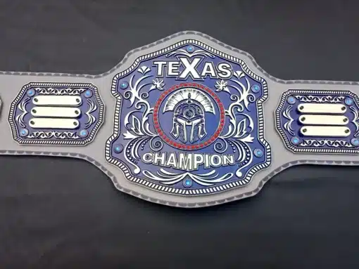 Engraved championship belt with a spinner plate and premium materials, perfect for brand awards.