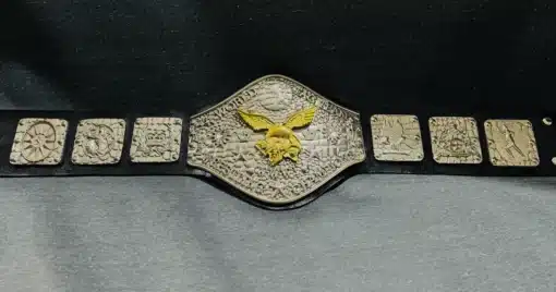 WWWF Tag Team Wrestling Belt with intricate detailing on the center plate.