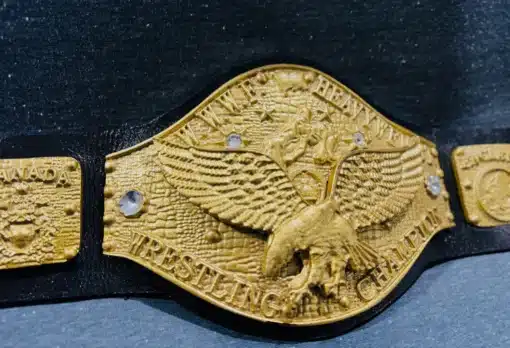 Classic WWWF Heavyweight Champion replica belt with gold-plated details and bold "WWWF HEAVYWEIGHT CHAMPION" text, ideal for vintage wrestling enthusiasts