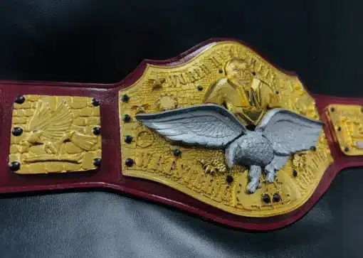 gold-plated wrestling belt for an authentic vintage look.