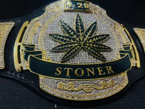 Championship belt designed for cannabis-themed events, gifts, and collectors.