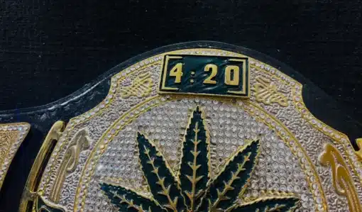 Stoner 4:20 Championship Belt featuring a premium gold and black color scheme.