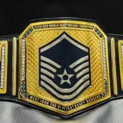 Premium custom Air Force championship belt featuring deep-engraved gold plates