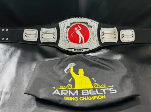 Premium personalized championship belt with sparkling Swarovski gems and customizable nameplates, ideal for awards and recognition events.