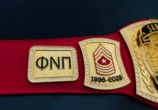 Engraved leather belt as a personalized keepsake for military retirement ceremonies