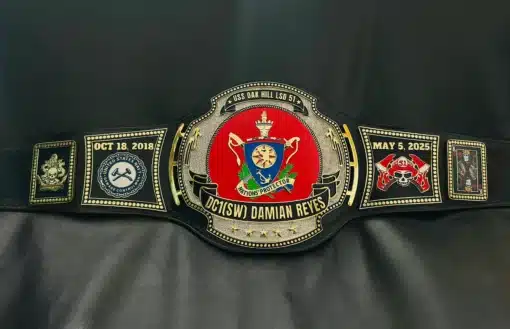 A custom Marine Corps Leadership Award Championship Belt, recognizing exemplary leadership and service in the Marines.
