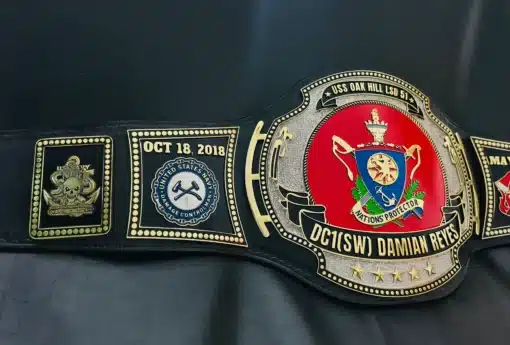 A custom Marine Corps Expeditionary Medal Championship Belt, honoring outstanding service in military expeditions.