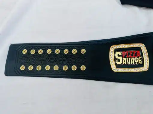 Custom belt ideal for pizzerias, food events, or social media giveaways.