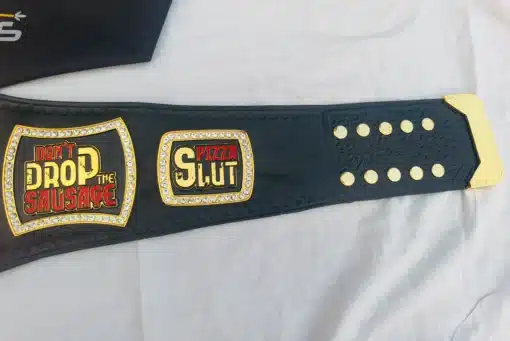 Custom food-themed belt used as an award for pizza-eating challenges or restaurant promotions.