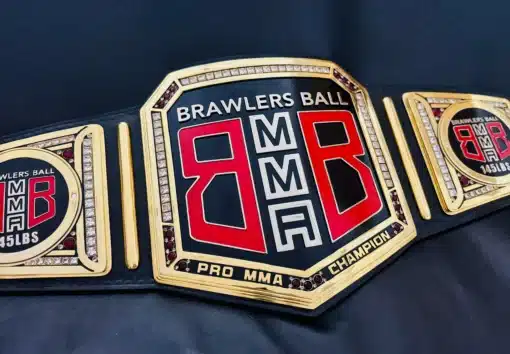 Deep engraved custom MMA belt with red and GOLD accents