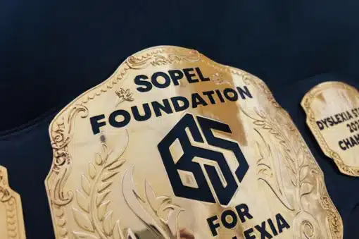 Logo engraving sample on custom recognition belt for social cause or business excellence