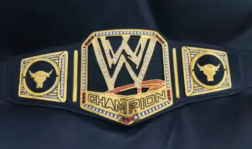 High-quality fan belt with WWE logo and The Rock’s signature Brahma Bull side plates