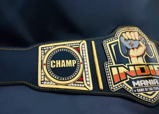 Esports winner belt featuring Swarovski-style red and clear crystal gems.