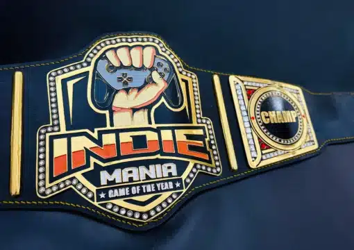 Fully customizable gaming belt with personalized logo, text, and artwork options.