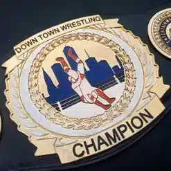 High-quality wrestling championship belt made for Down Town Wrestling with premium plating