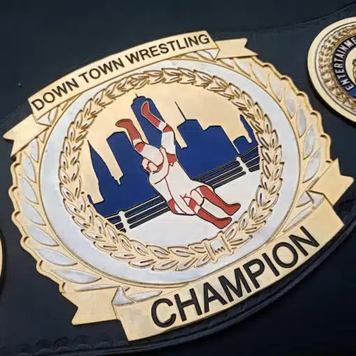 High-quality wrestling championship belt made for Down Town Wrestling with premium plating