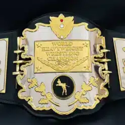 TV Accurate AWA World Heavyweight Wrestling Belt Gold Chrome Main Plate Close-Up