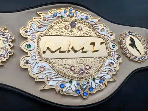 6mm deep HD engraving and Swarovski gems on Muay Thai champion belt