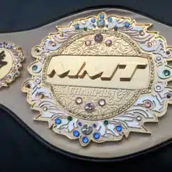 Gold and silver dual plating on Muay Thai belt crafted for real fighters